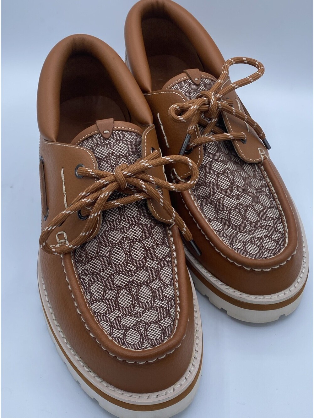 Coach Benson Panelled Boat Shoes Sz. US 9D  Burnished Amber Micro Signature